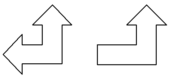 the outlines of one two ended arrow and another regular arrow