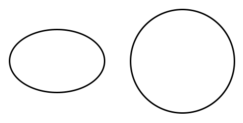 an ellipse and a circle