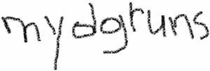 The student has written the following lower case letters without spaces between them: M Y D G R U N S.